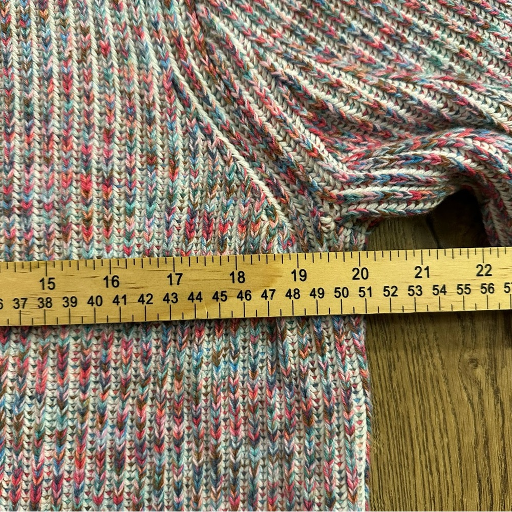 J. Crew Ladder Stitch Lady Cardigan Sweater Buttons Multicolor Cozy Size XL - Picture 3 of 8